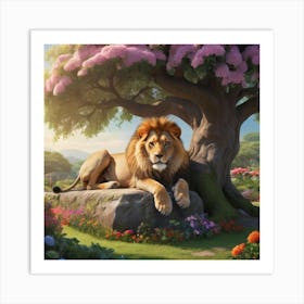 Lion In The Forest Art Print