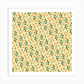 Orange Leaves Fabric Art Print