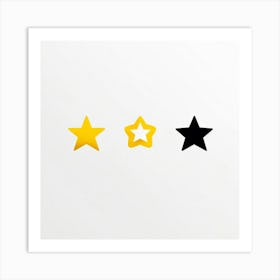 Collection Of Bright 5 Star Feedback Symbols Modern White And Gold Isolated Shiny Elements Black (3) Art Print