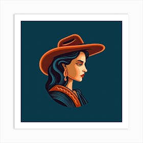 Cowgirl Portrait Face 8 Art Print