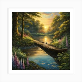 Sunset Bridge Art Print