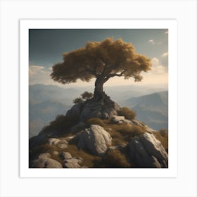 Tree On Top Of Mountain 11 Art Print