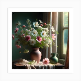 Cosmos Flowers In A Vase 4 Art Print