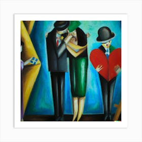 An Cubism Oil Painting Of Capitalism And No Love Art Print