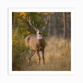 Buck In The Woods Art Print