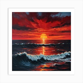 Sunset Over The Ocean 2 Art Print