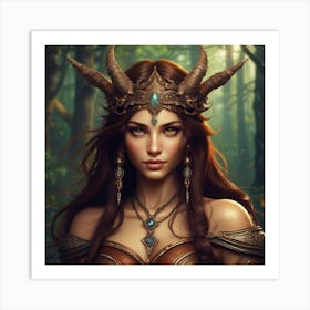 Demon Horned Woman Art Print