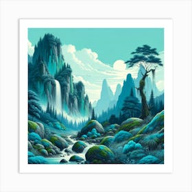 Paradise with Teal Moss Art Print