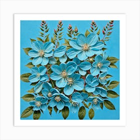 Boho Sky Blue Floral Art Print Art Print