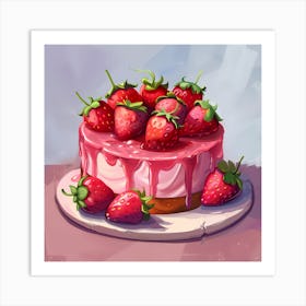 Strawberry Cake Art Print