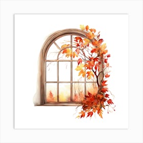 Autumn Leaves In The Window Art Print