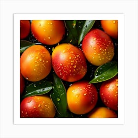 Mangoes On Black Background 1 Art Print