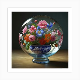 Flowers In A Glass Ball Art Print