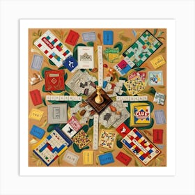 A Vibrant And Intricate Collage Featuring A Diverse Array Of Board Games As Art (4) Art Print