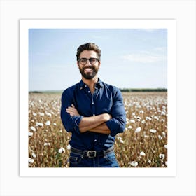 Portrait Of A Man In A Cotton Field Art Print