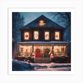 Christmas House Stock Videos & Royalty-Free Footage 1 Art Print