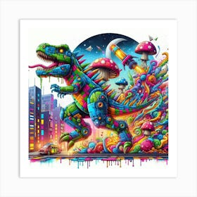 Psychedelic Dinosaur 2 Art Print