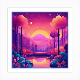 Sunset In The Forest 6 Art Print
