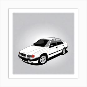 White Car On A Gray Background Art Print