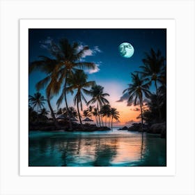 Full Moon Over The Ocean 5 Art Print