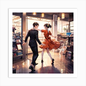 Couple Dancing In A Store3 Art Print