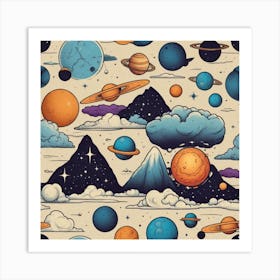 Planets Seamless Pattern Art Print