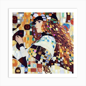 Klimt Style Young Woman Art Print