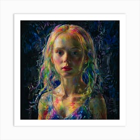 Girl With Rainbow Hair Art Print