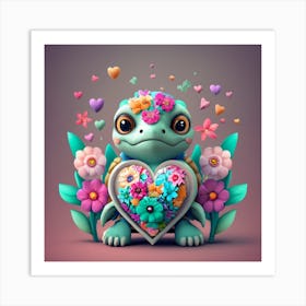 Heart Turtle Art Print