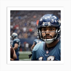 Portrait Of A Football Player Art Print