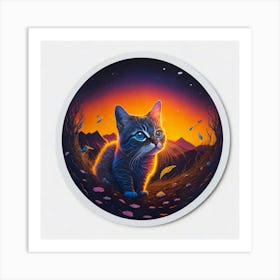 Cat Colored Sky (126) Art Print