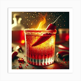 A Close Up Of The Flameburst Cocktail, A Fiery Dri Art Print