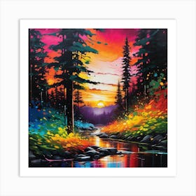 Sunset In The Forest 4 Art Print