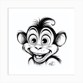 Monkey Face Drawing Art Print