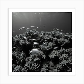 Black And White Coral Reef Art Print