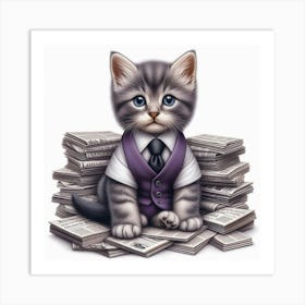 Business Cat 1 Art Print