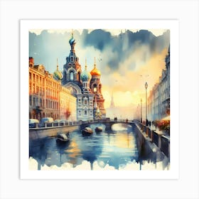 Watercolor Of St Petersburg Art Print