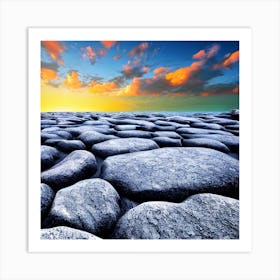 Rocky Landscape At Sunset Art Print