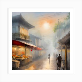 Firefly A High Detailed Abstract And Stylized Minimalist Indonesia Food Street Hawker Alley With Mis Art Print