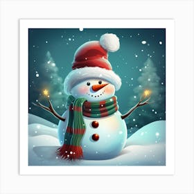 Snowman In The Snow 9 Art Print