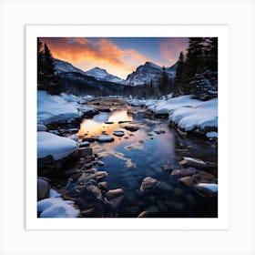 Sunset Over The River Art Print