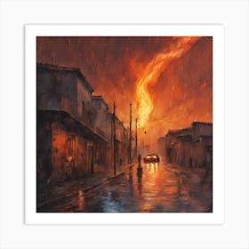 Fire In The Street Art Print