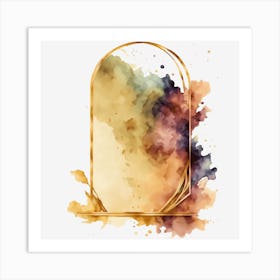 Golden Frame With Watercolor Splashes Art Print