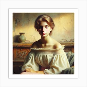 Girl In A White Dress Art Print