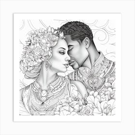Black And White Portrait Of A Couple Art Print