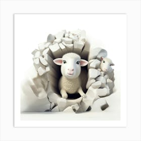 Sheep In A Hole 1 Art Print