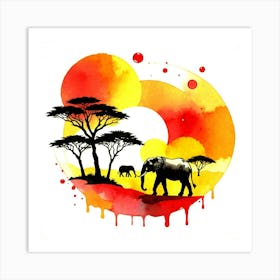 African Elephants Art Print