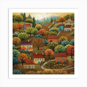 Autumn Village 1 Art Print