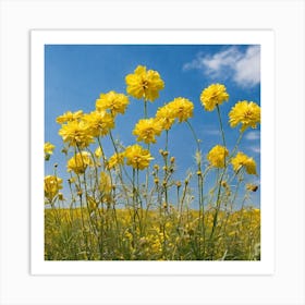 Yellow Cosmos Flowers 2 Art Print