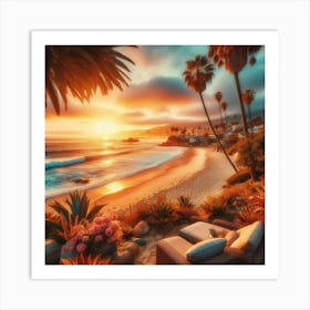 Sunset On The Beach 1 Art Print